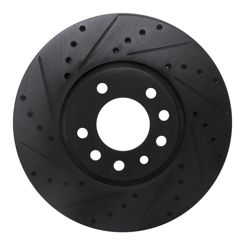 Cadillac BLS Brake Rotor (1) - Front Left - R1 Concepts - Drilled & Slotted - Black - `03-`11